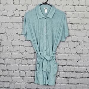 2/$30 Andie Terry Button-Up Romper Cablu Color Size S | Soft & Stylish Cover-Up
